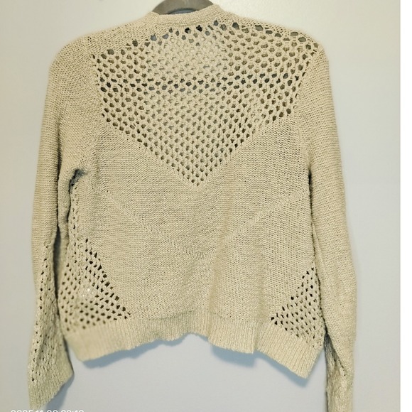 Lucky Brand Womens Open Front Knit Cardigan‎ Sweater Beige Size Medium - Picture 6 of 8